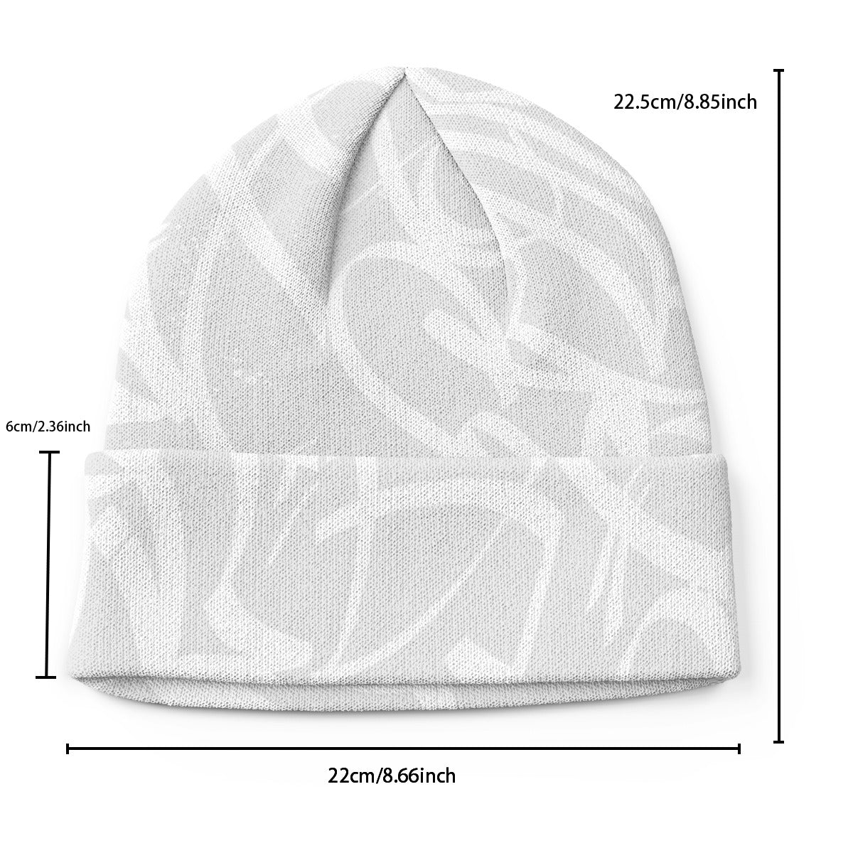 White White Beanie - All Over Tag