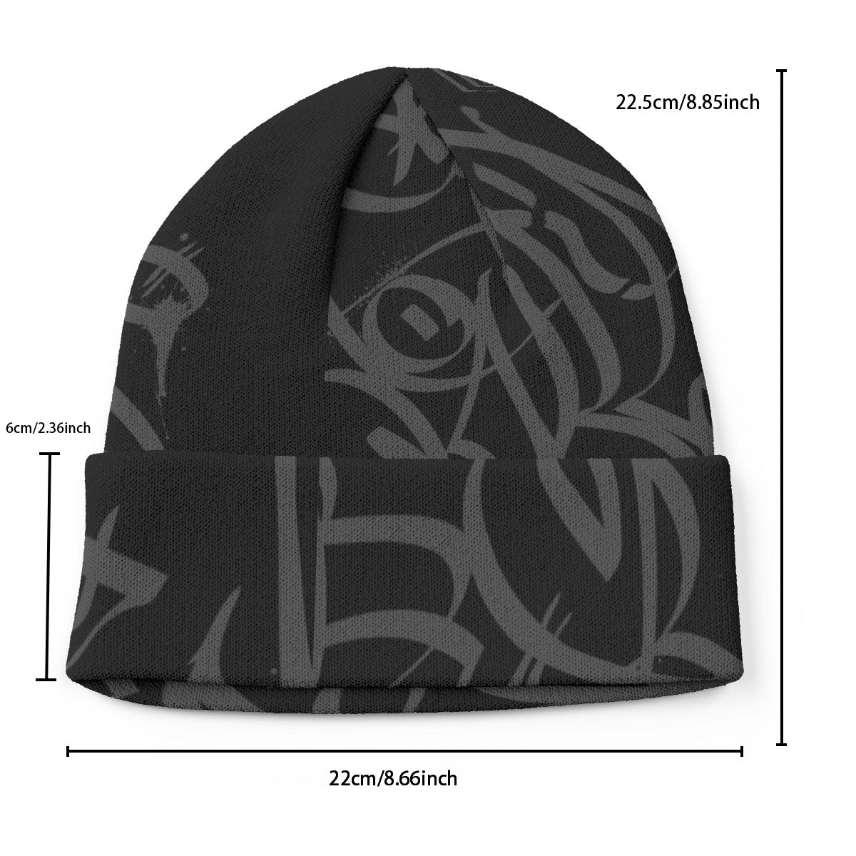 Black Black Beanie - All Over Tag