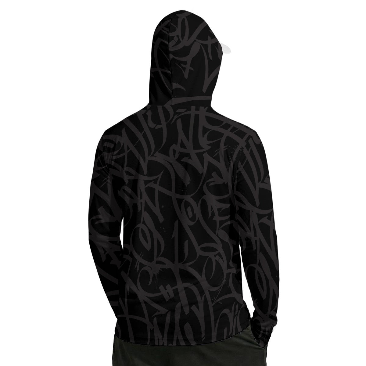 Bay Connect Black Black Men’s Sun Protection Hoodie w/ Face Cover /Thumb Holes