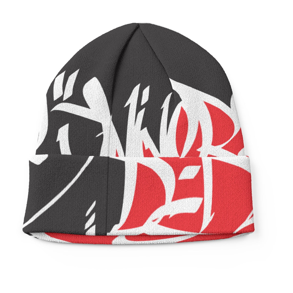 Red White Black Tag Knitted Hat