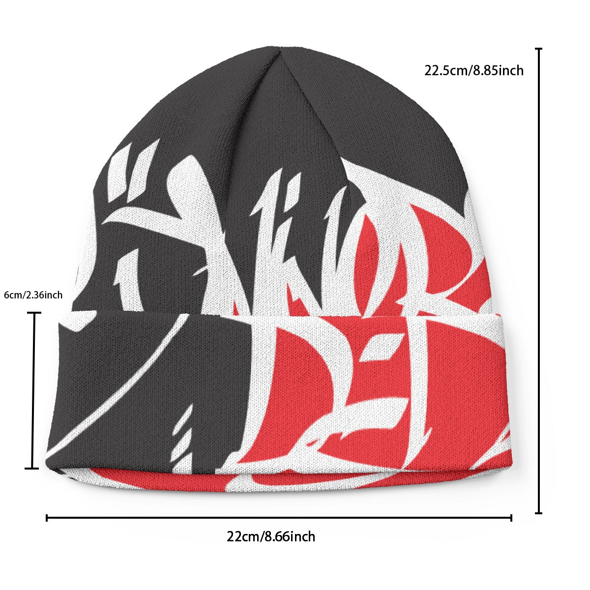 Red White Black Tag Knitted Hat