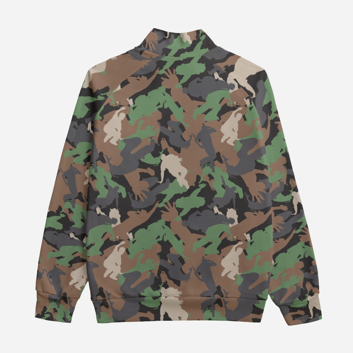 All-Over Print Unisex Stand Up Collar Jacket With Raglan Sleeve With White Zipper | 310GSM Cotton