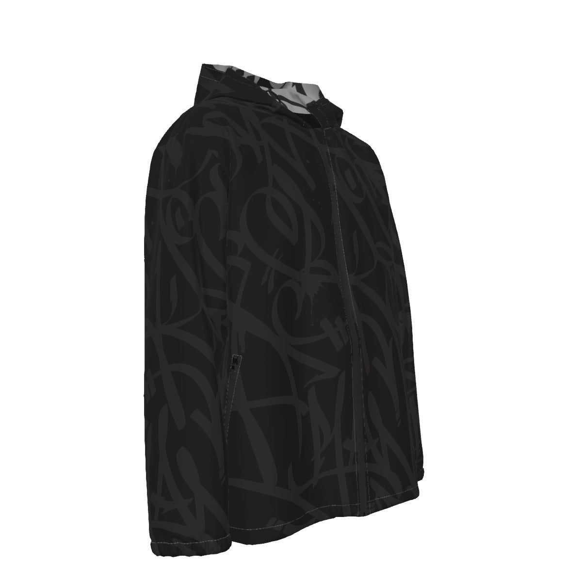 All-Over Print Men's Hooded Zipper Windproof Jacket