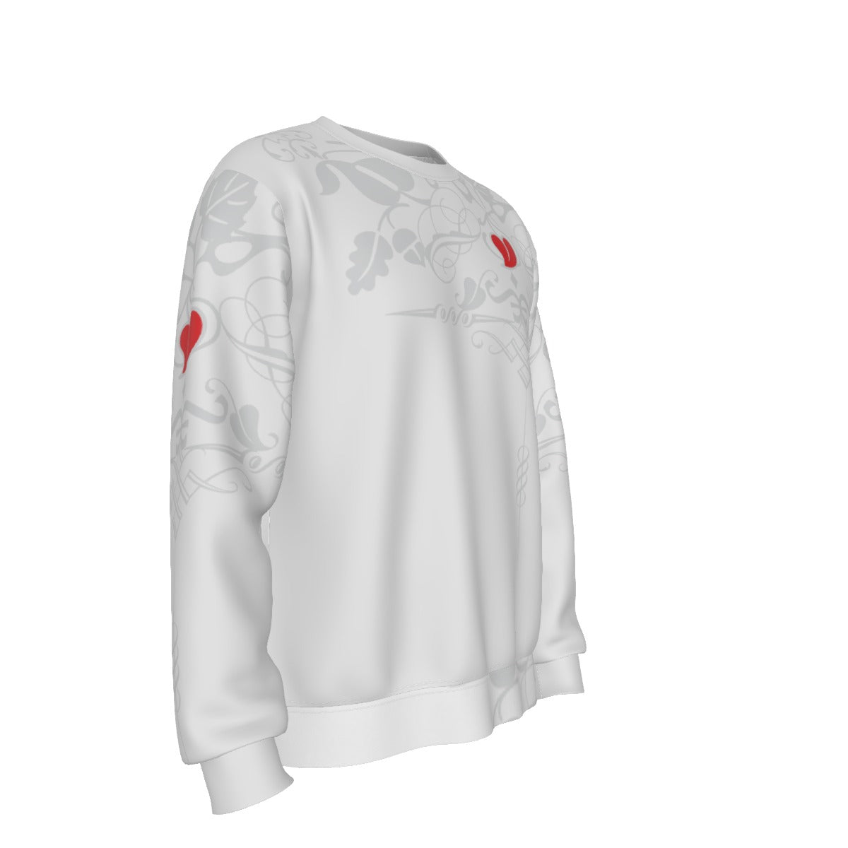 HEART DESIGN ON WHITE HEAVY FLEECE SWEATSHIRT - 001