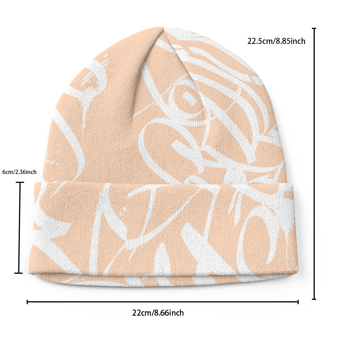 White Peach Beanie - All Over Tag
