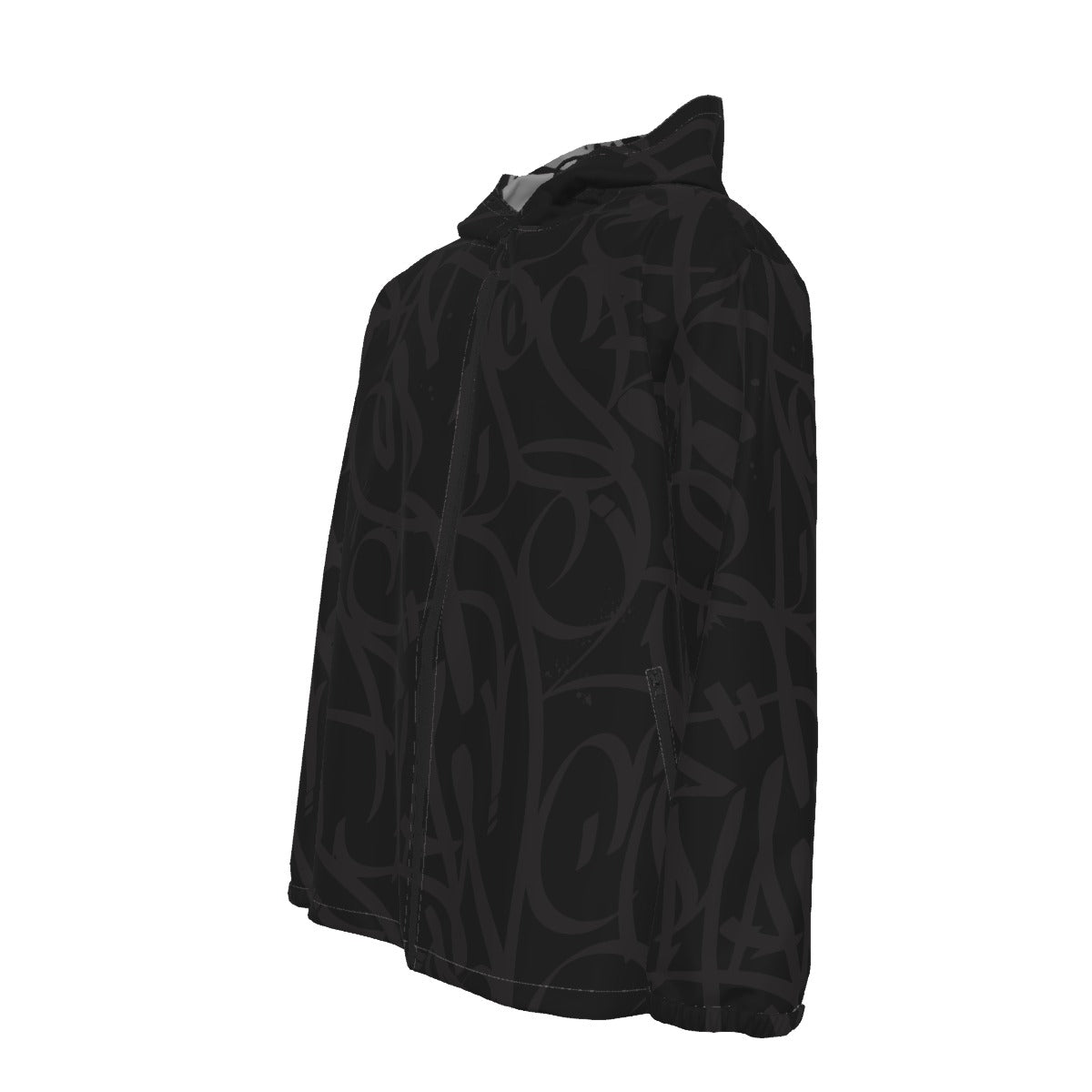 All-Over Print Men's Hooded Zipper Windproof Jacket