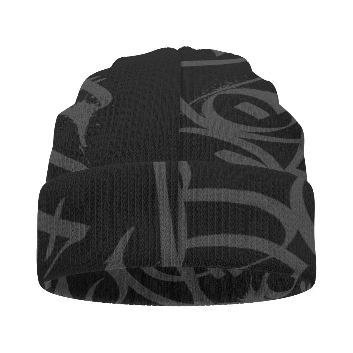 Black Black Beanie - All Over Tag