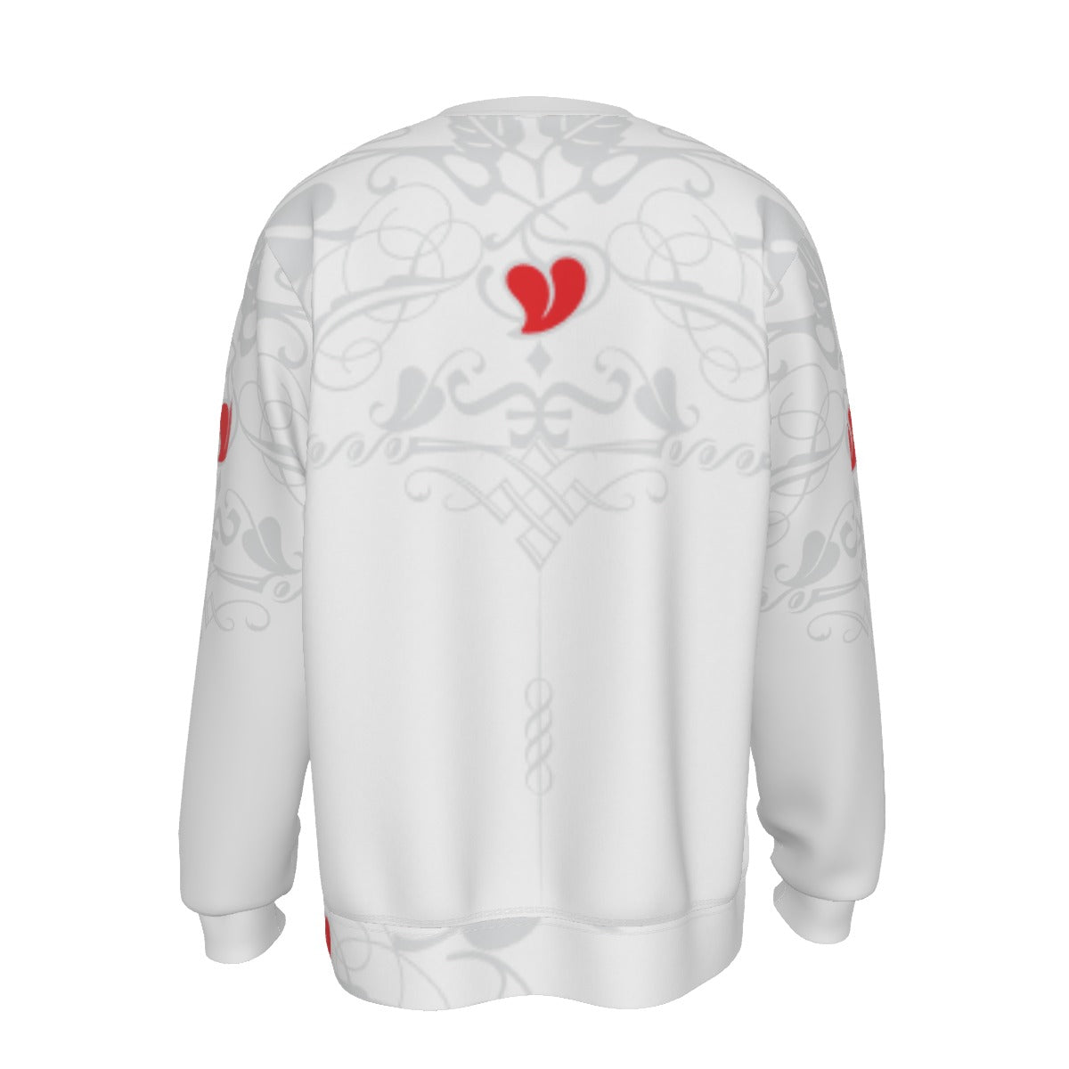 HEART DESIGN ON WHITE HEAVY FLEECE SWEATSHIRT - 001