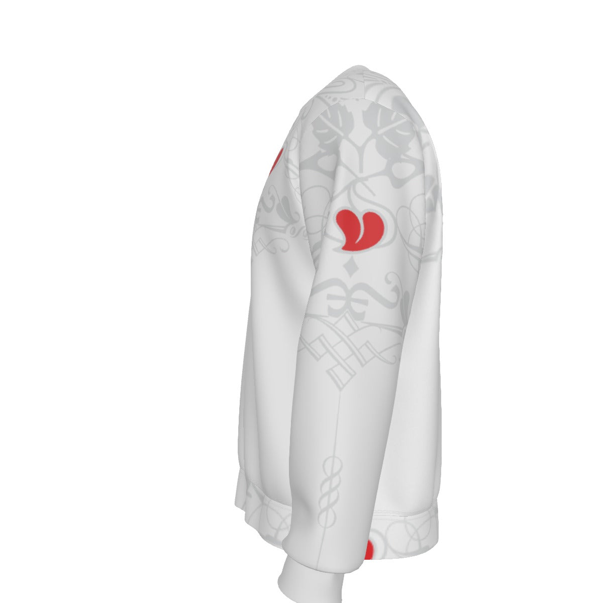 HEART DESIGN ON WHITE HEAVY FLEECE SWEATSHIRT - 001