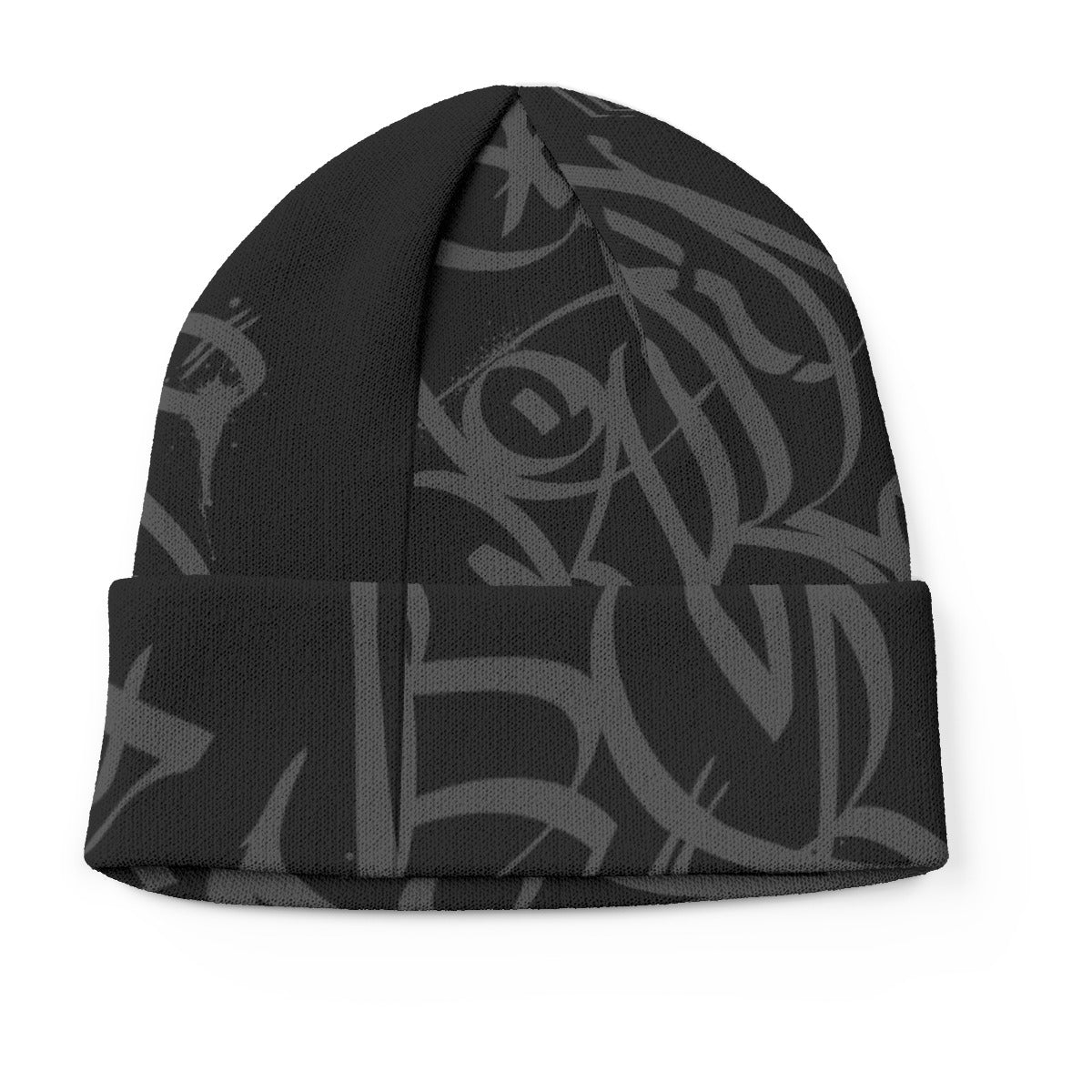 Black Black Beanie - All Over Tag