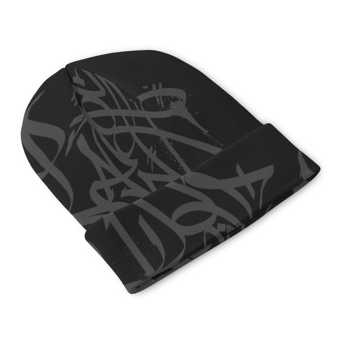 Black Black Beanie - All Over Tag