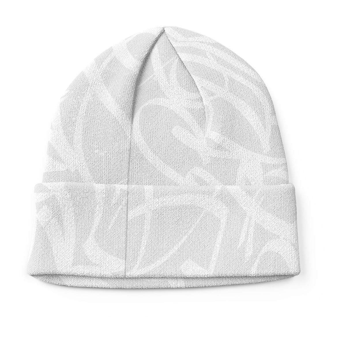 White White Beanie - All Over Tag