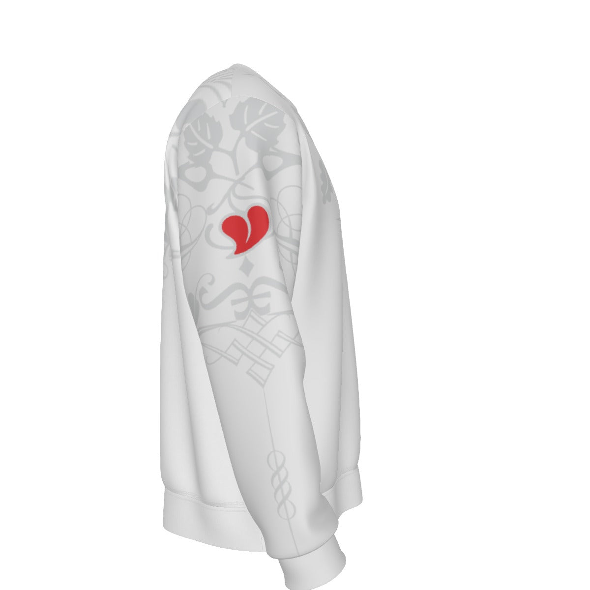 HEART DESIGN ON WHITE HEAVY FLEECE SWEATSHIRT - 001