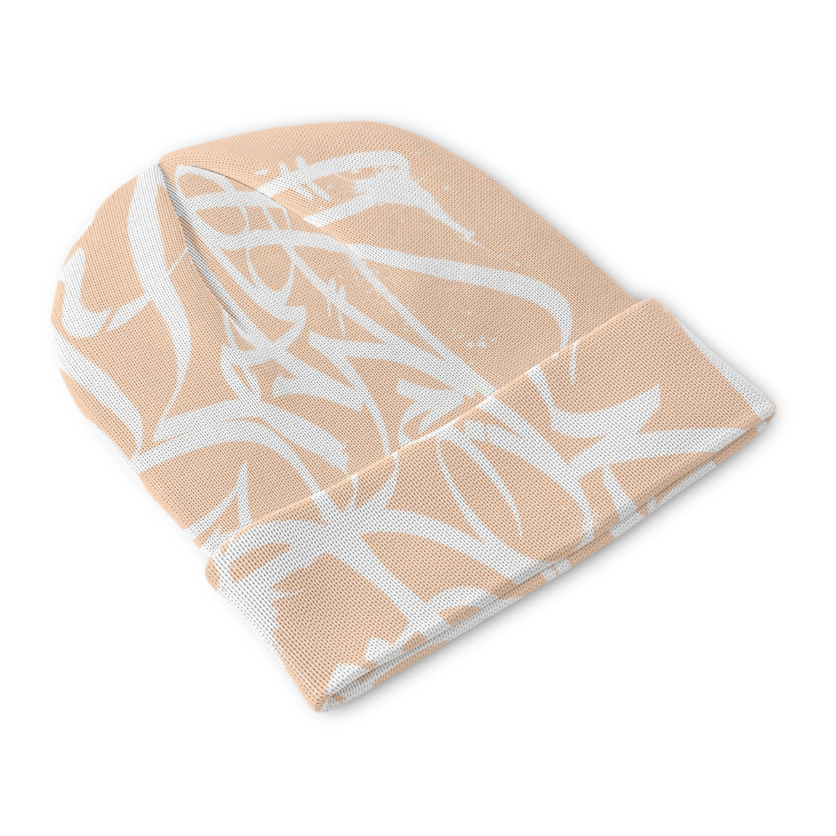 White Peach Beanie - All Over Tag