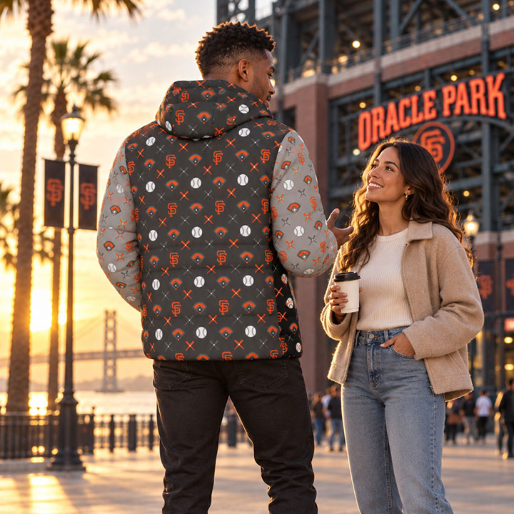 GIANTS PATTERN ON DOWNLOW PUFFER JACKET - 002