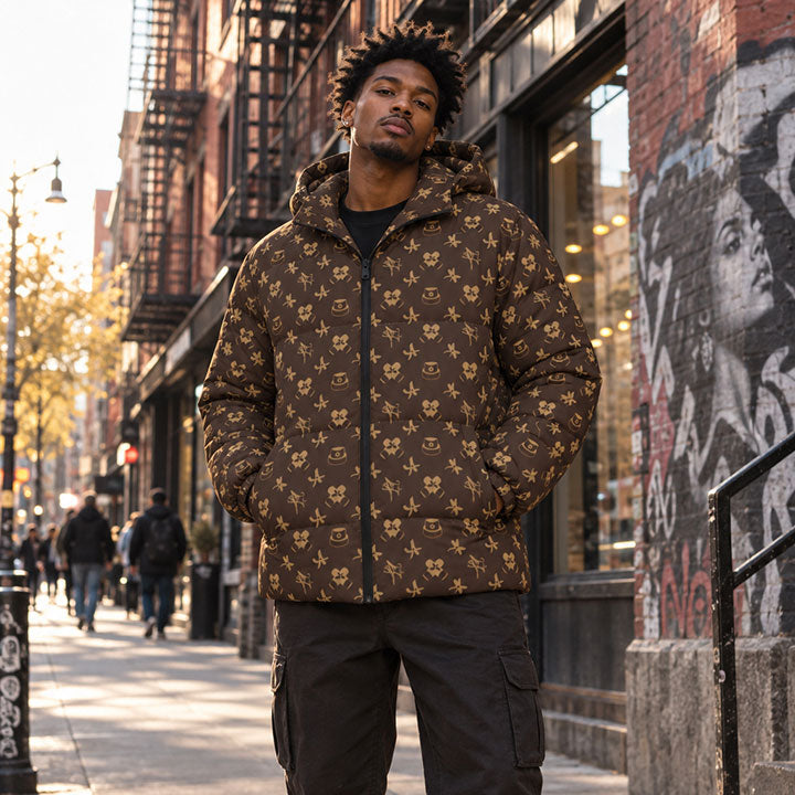 GIANTS PATTERN ON DOWNLOW PUFFER JACKET - 004