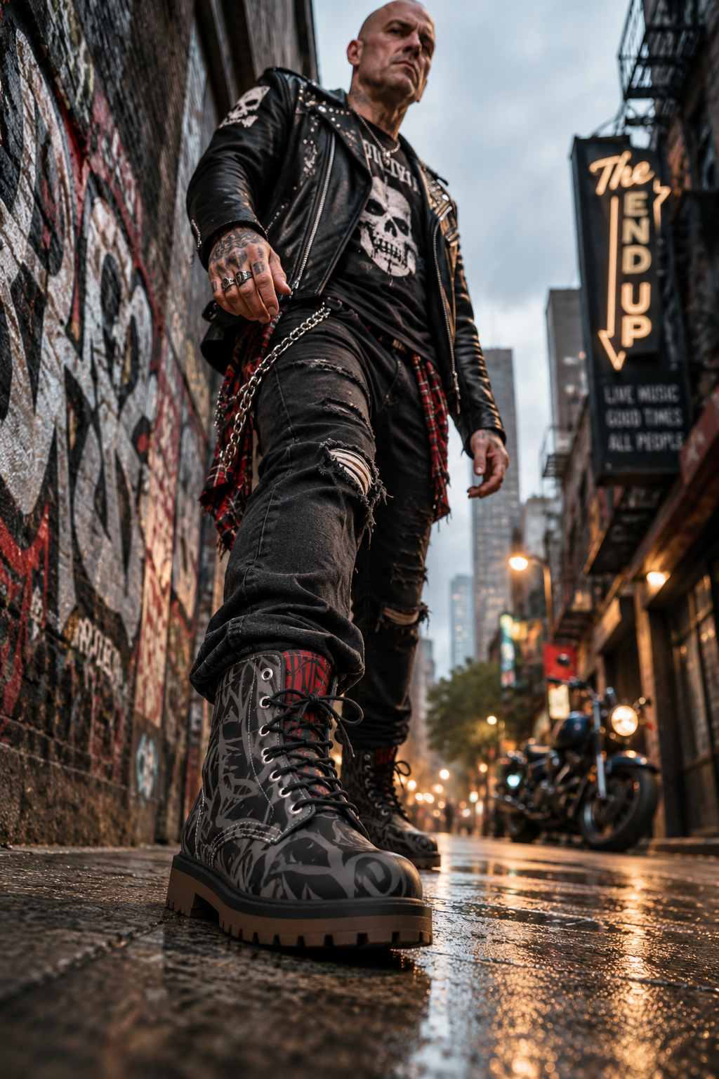 Bay Connection Boots - Dark Gray over Black with Red Tongue