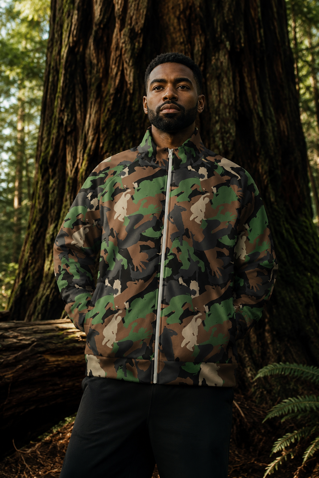 4 Elements Camo (Collar Jacket - Raglan Sleeve - White Zipper)