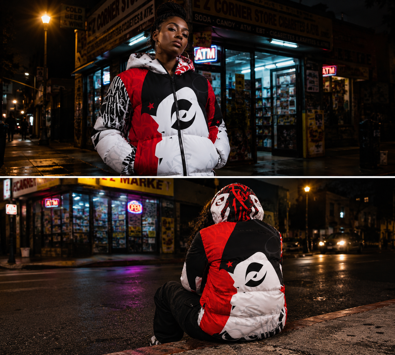 Crayone B-boy Downlow Jacket (Red Black White) - 001