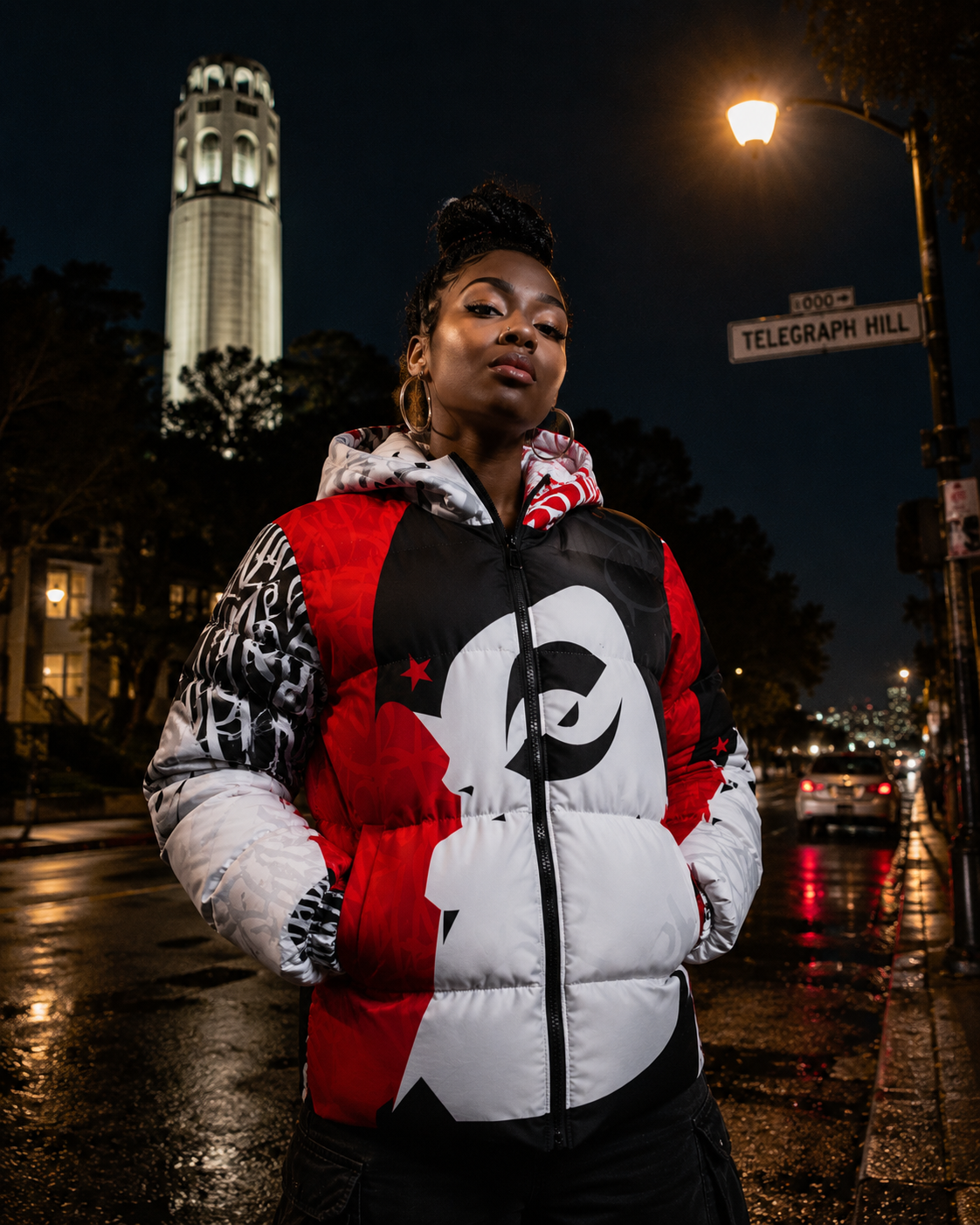 Crayone B-boy Downlow Jacket (Red Black White) - 001