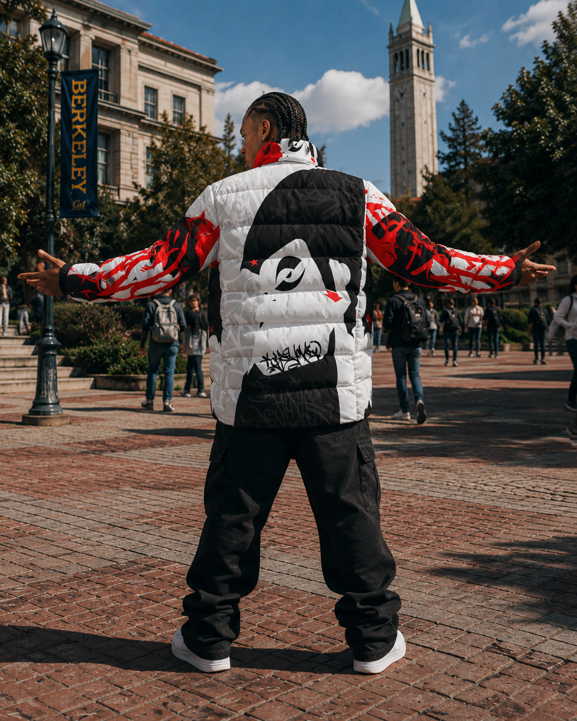 Crayone B-boy Downlow Jacket (Red Black White) - 002