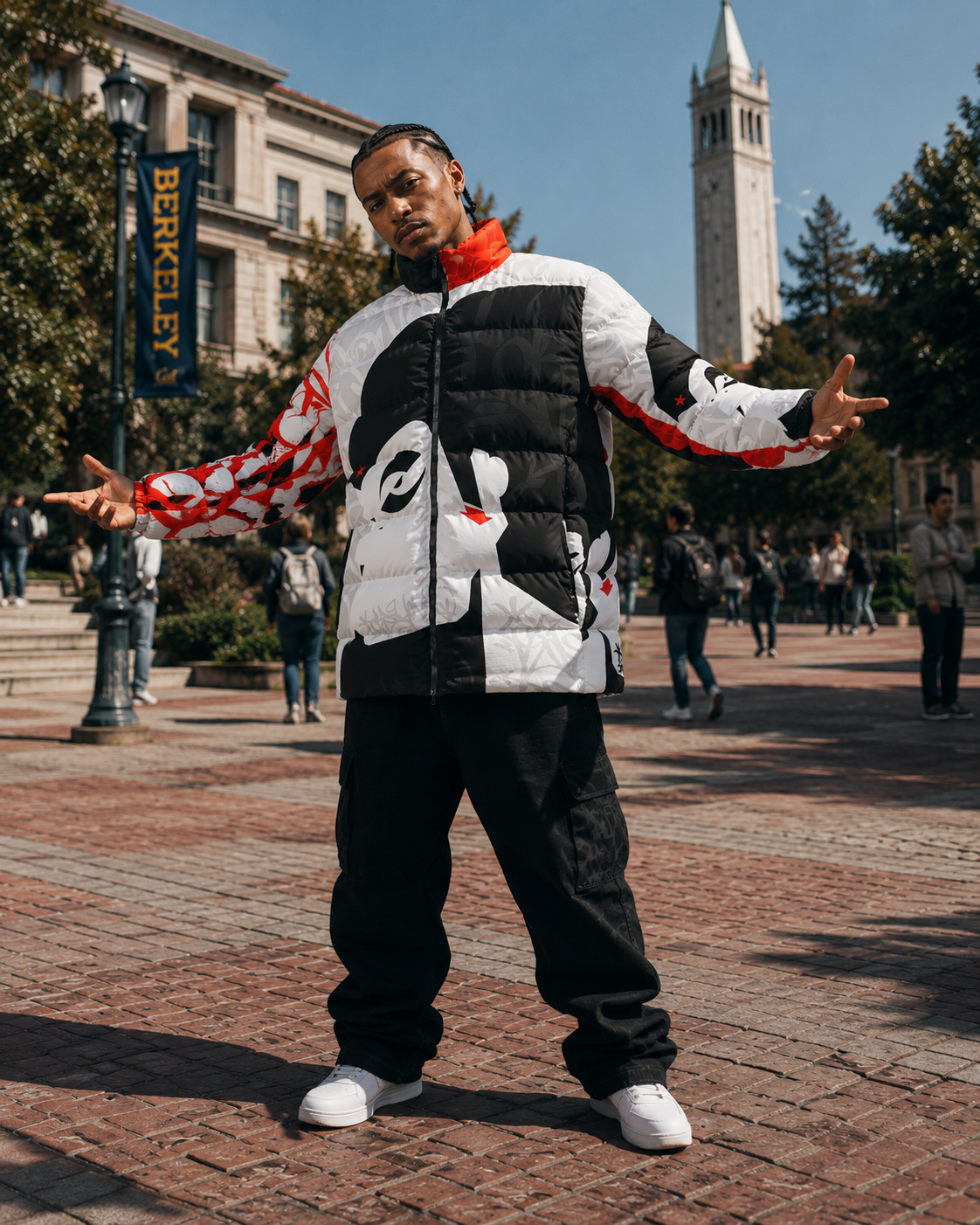 Crayone B-boy Downlow Jacket (Red Black White) - 002