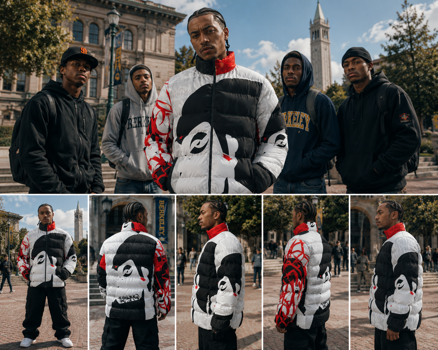 Crayone B-boy Downlow Jacket (Red Black White) - 002