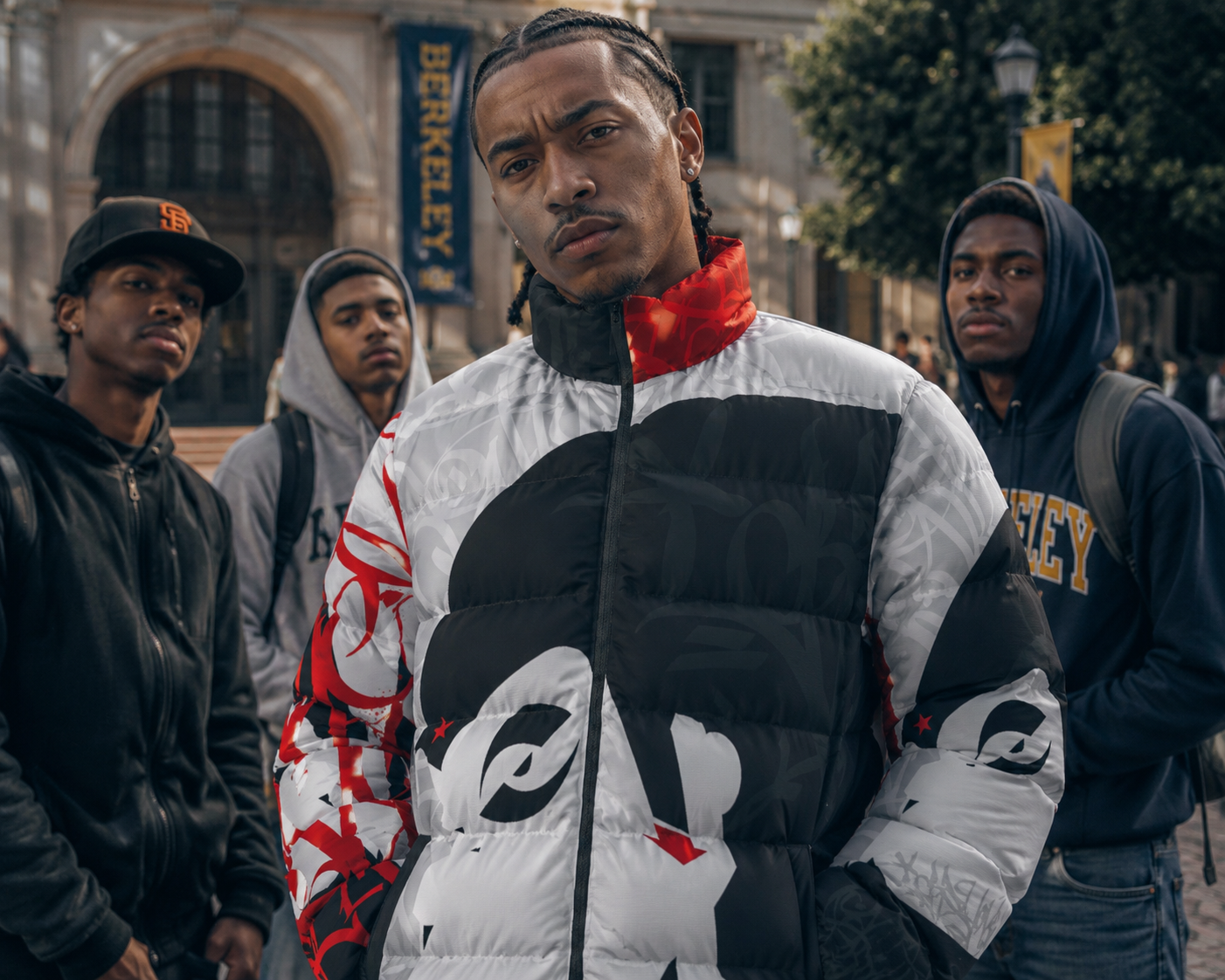 Crayone B-boy Downlow Jacket (Red Black White) - 002