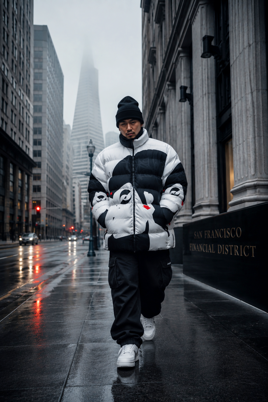 DownLow Jacket B-boy with Black White Red Accents