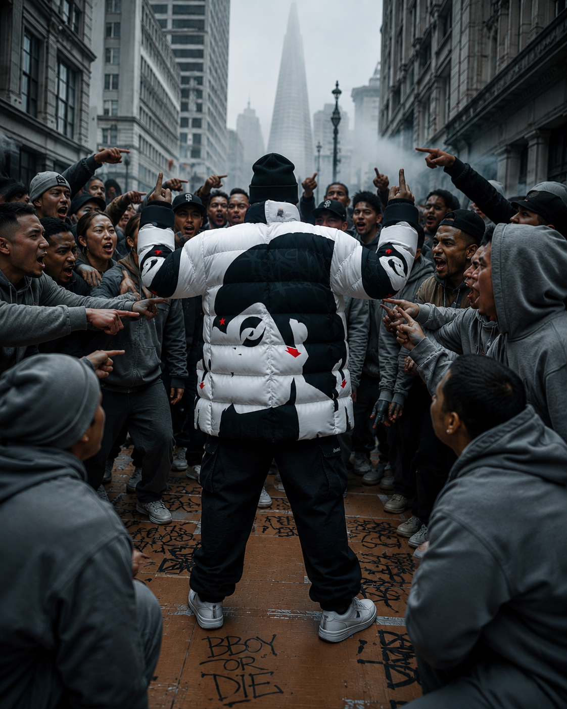 DownLow Jacket B-boy with Black White Red Accents