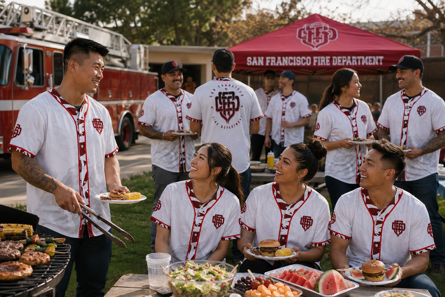 New SFFD Monogram Baseball Jersey (Red)