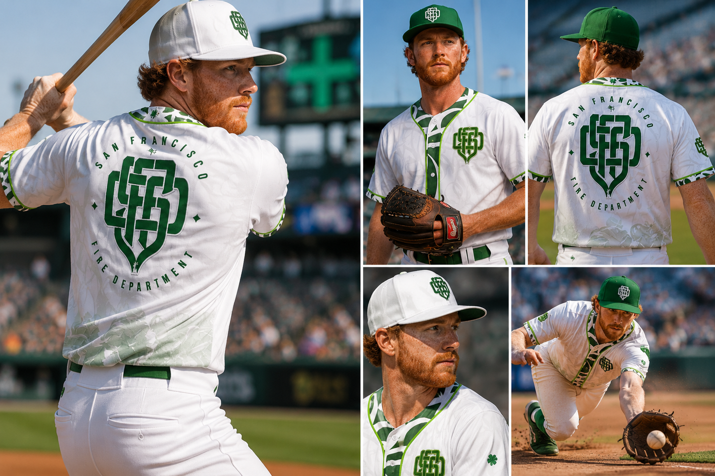 New SFFD Monogram Baseball Jersey (Green)