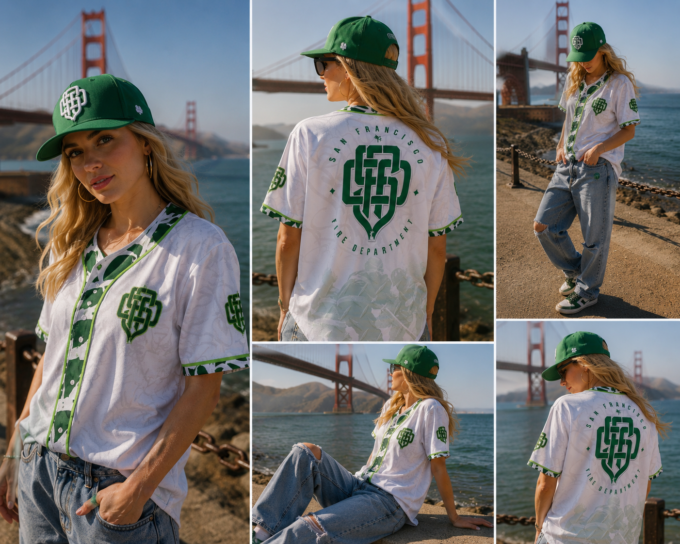 New SFFD Monogram Baseball Jersey (Green)