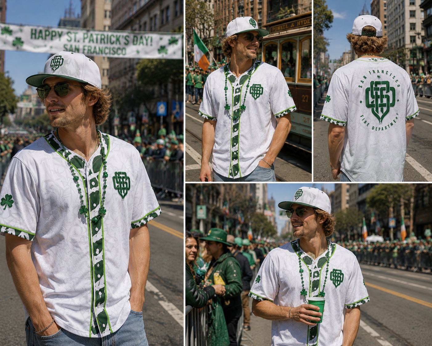 New SFFD Monogram Baseball Jersey (Green)