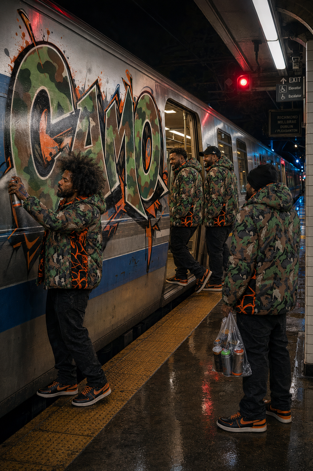 4 ELEMENTS CAMO JACKET (Orange & Black)