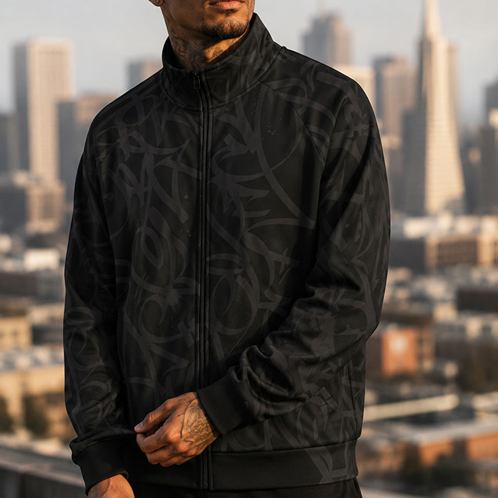 Bay Connection Black Black Collar with Raglan Sleeve Jacket 001