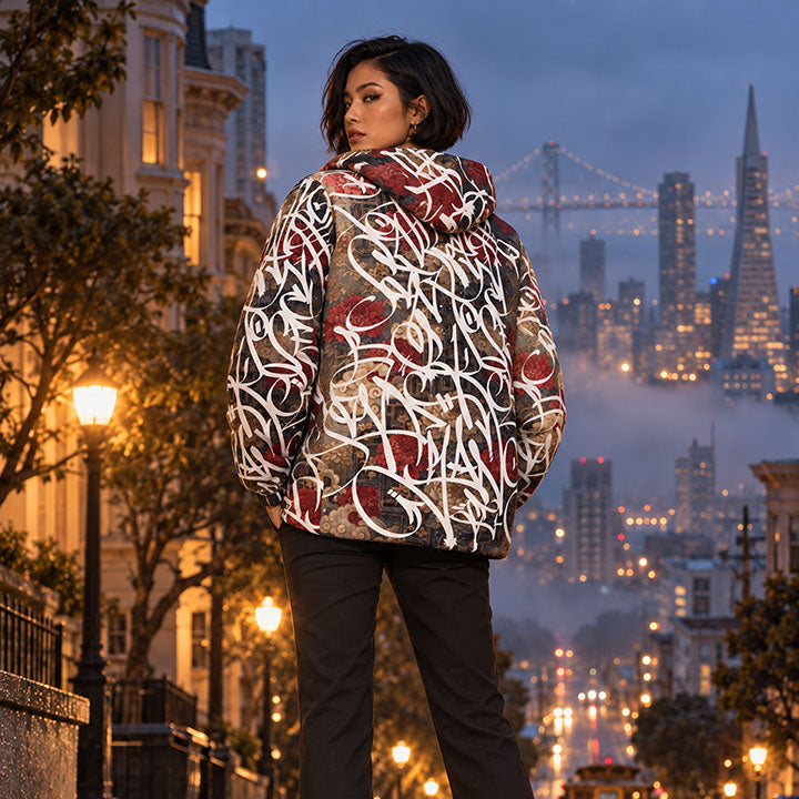 BAY CONNECT SMALL WHITE TAGS OVER DARK ROSE DOWNLOW JACKET