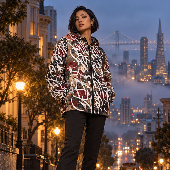 BAY CONNECT SMALL WHITE TAGS OVER DARK ROSE DOWNLOW JACKET
