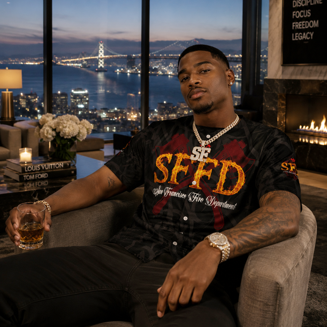 SFFD on Fire w/ Bay Connect Design on Baseball Jersey
